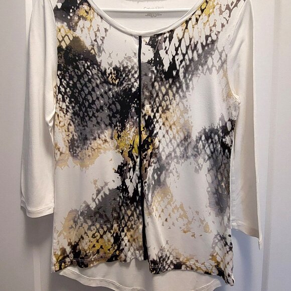 CALVIN KLEIN Women's Long Sleeves Knit Top w/Snakeskin Print on Front - SML - Picture 2 of 12